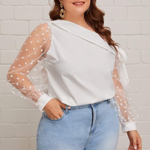 Boho Black Polka Dot Off Shoulder Top - Picture 7 of 8